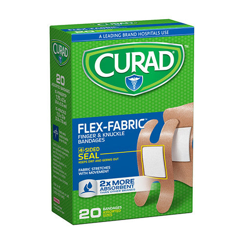 Curad Flex Fabric Finger and Knuckle Bandages, Assorted Size, 20 Ea